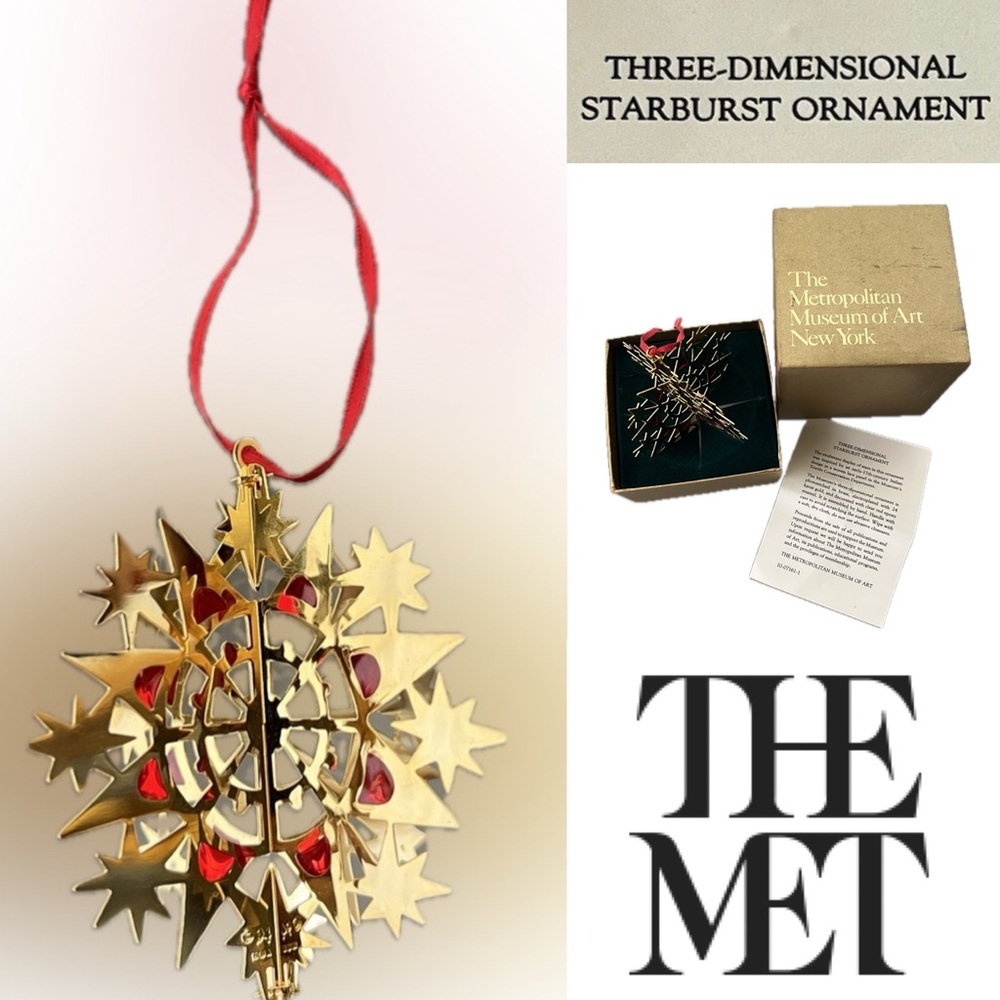 ✨ 24K Gold-Plated 1994 MMA Starburst Red Gem Accents 3D Christmas Tree Ornament